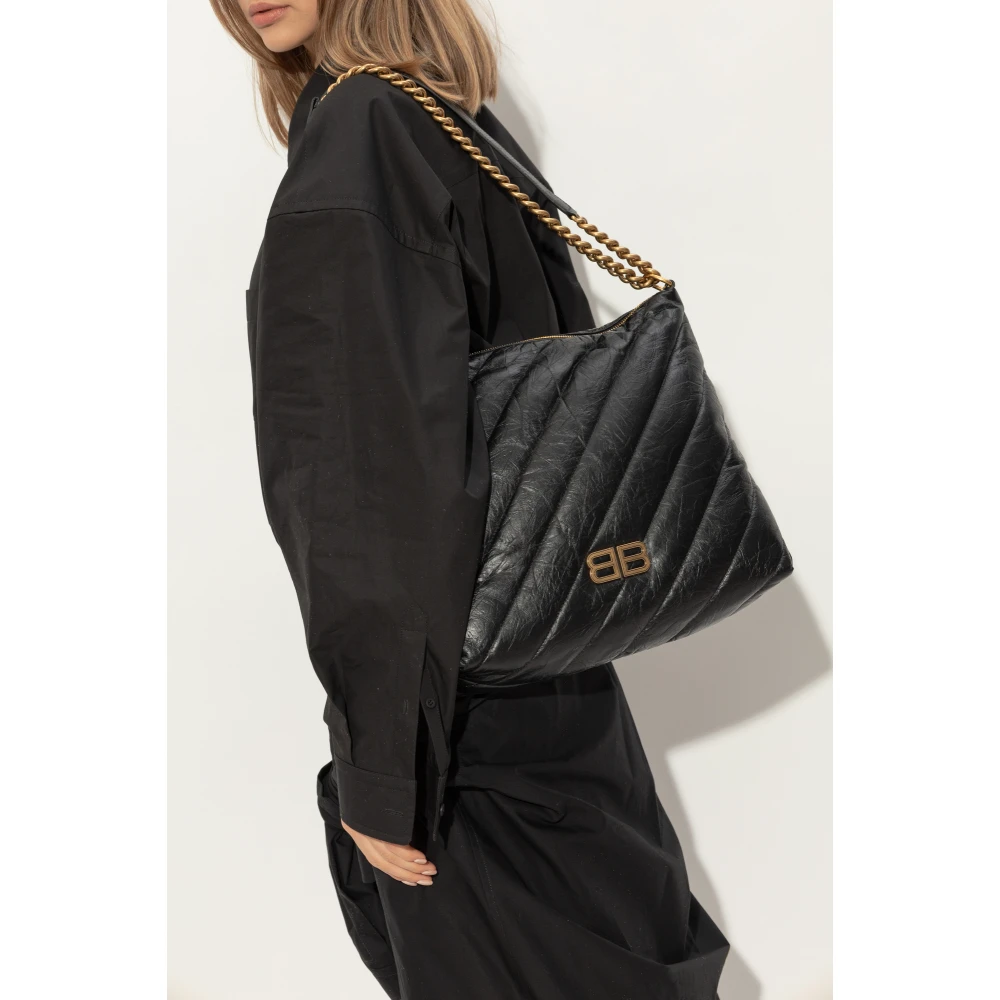 Balenciaga Crush Medium Hobo Tas Black Dames