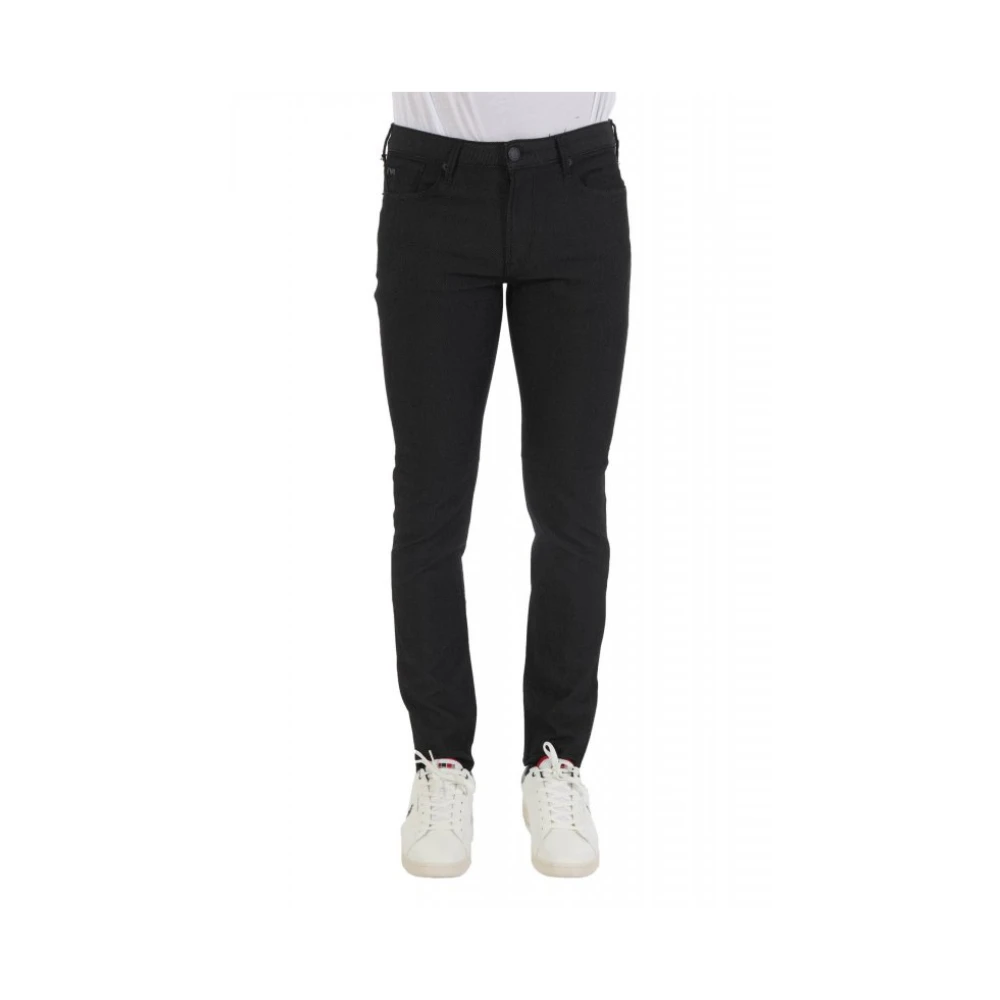 Emporio Armani Mannelijk Zwart Jeans Heren, W36, Leer, J06 Stretch-Twill Slim-Fit Broek
