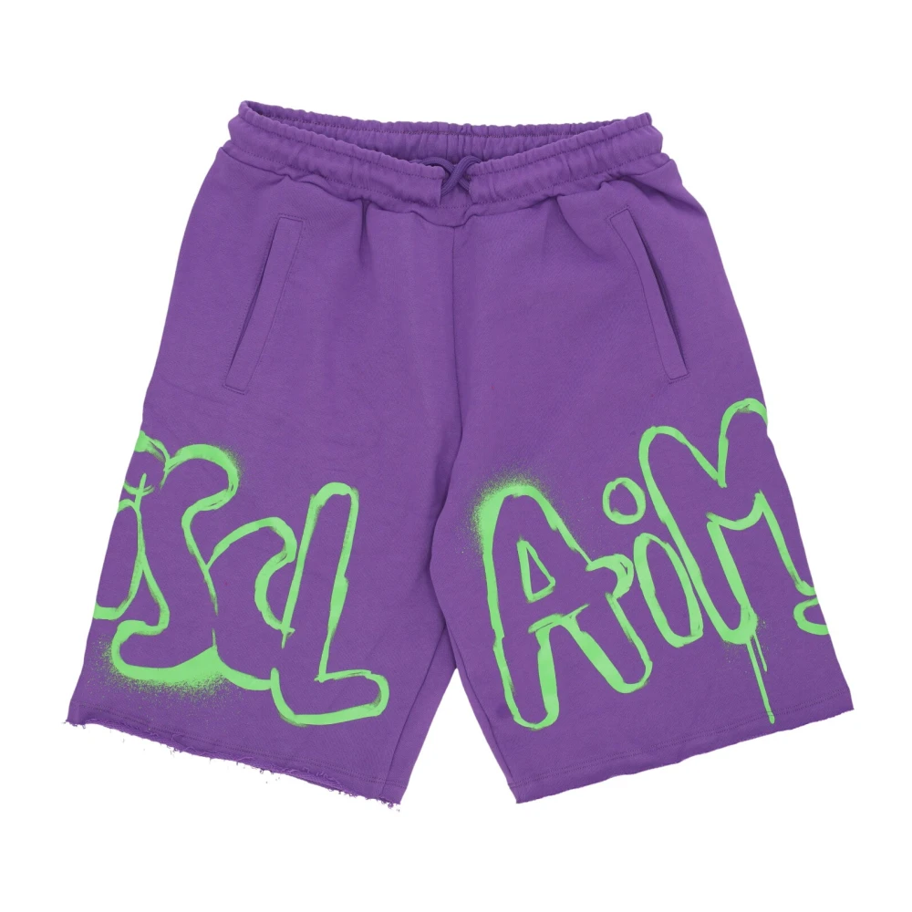 Disclaimer Stor Logo Kort Lila Streetwear Purple, Herr