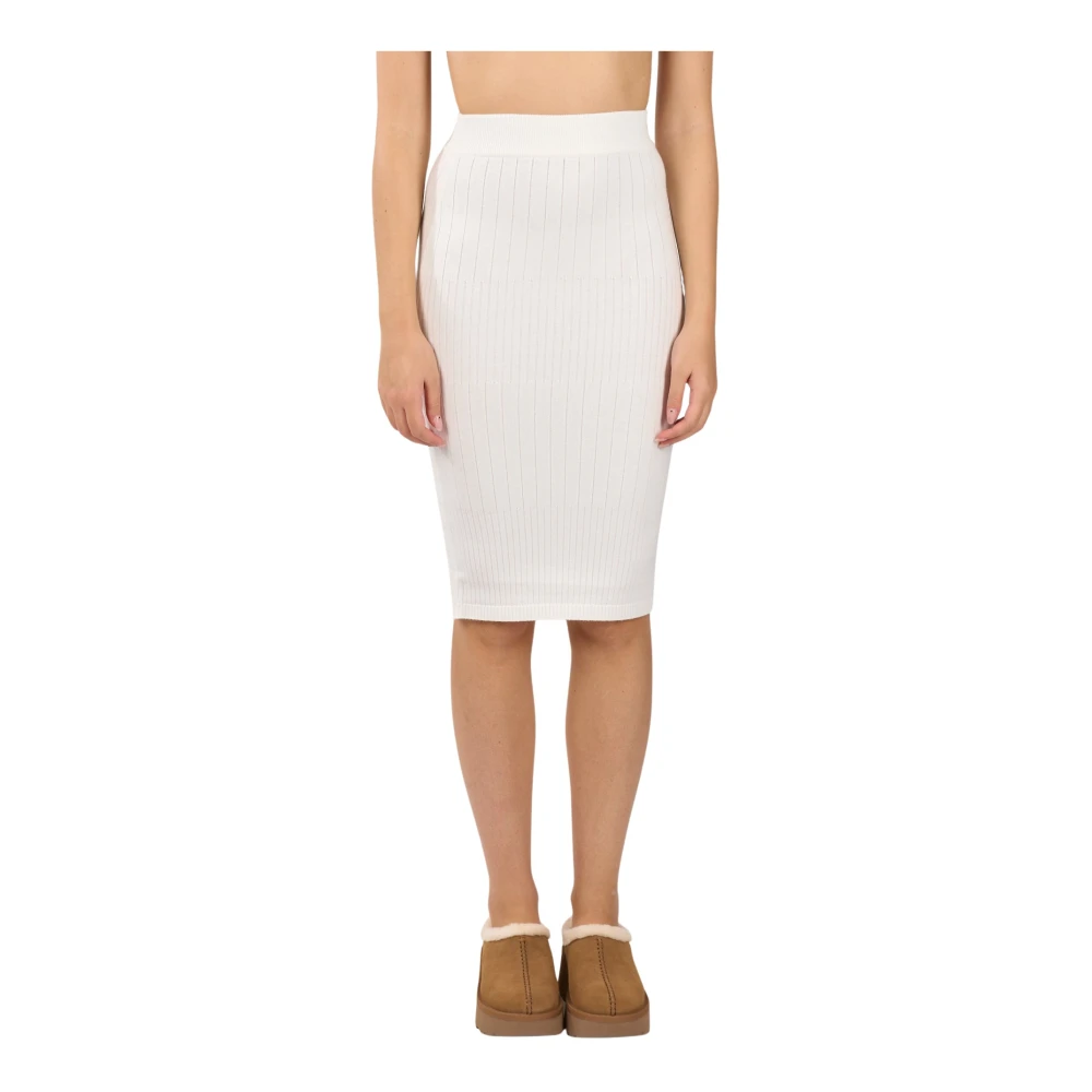 Hinnominate Geribbelde Midi Jurk in Mos White Dames