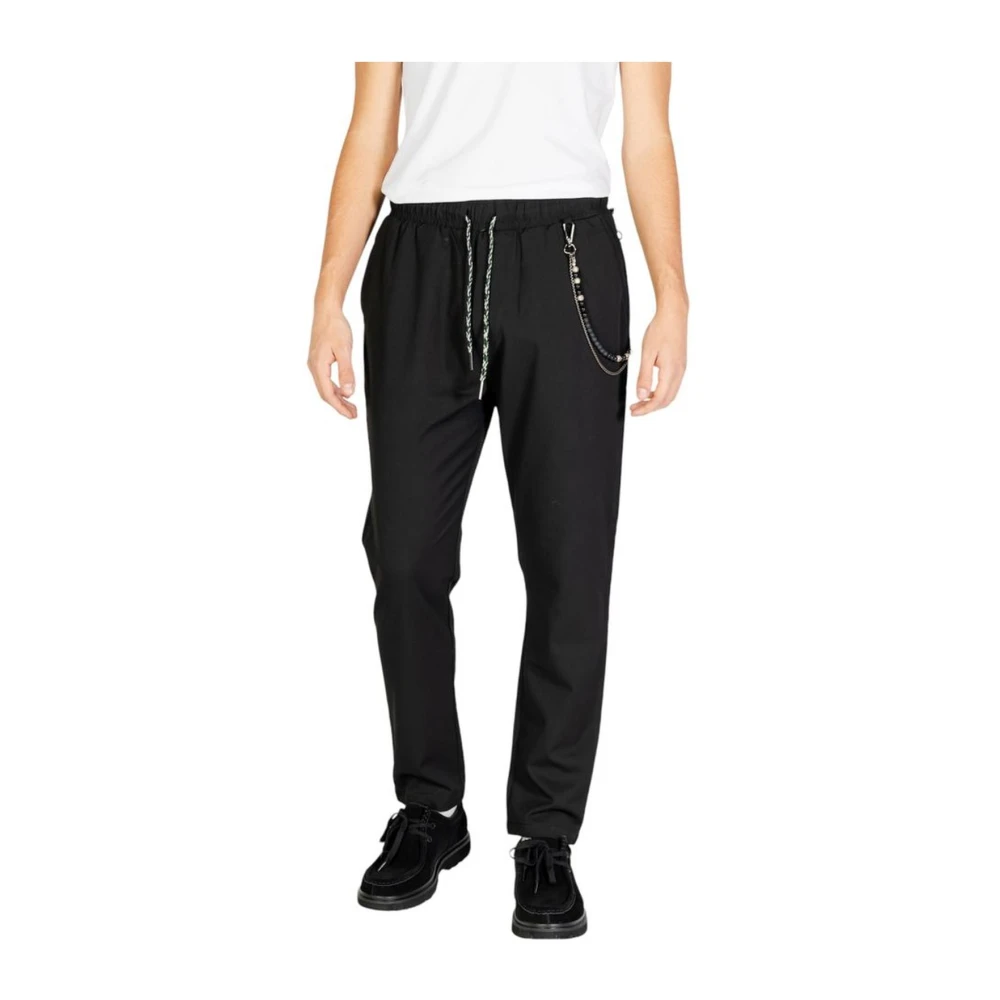 Gianni Lupo Zwarte polyesterblend herenbroek Black Heren