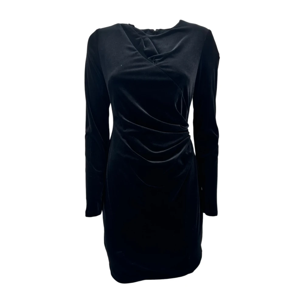 Ralph Lauren Zwarte fluwelen jurk met halsopening Black Dames