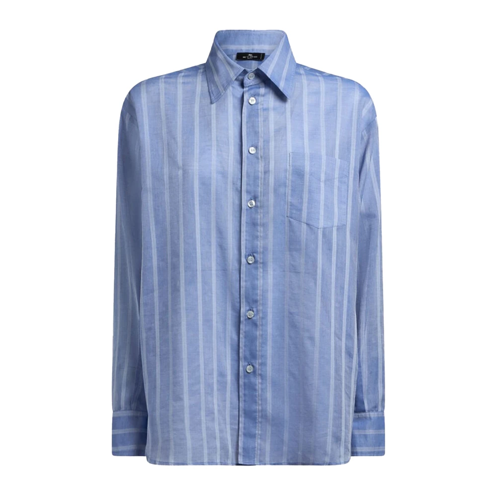 Etro Vrouw Blauw Overhemden Dames, S, Katoen, Gestreept Katoenen Overhemd