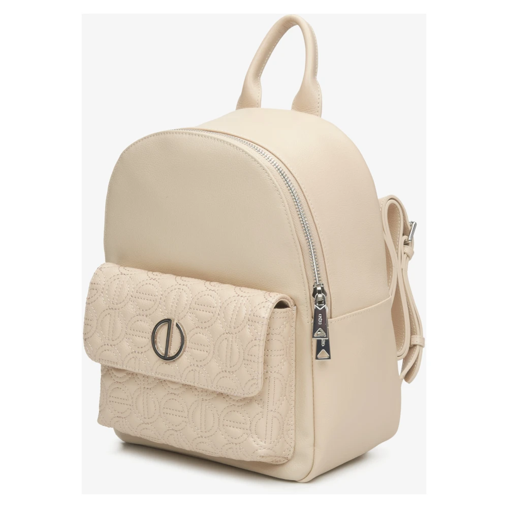 Estro Dames Licht Beige Leren Rugzak met Lange Verstelbare Banden Er00115051 Beige Dames