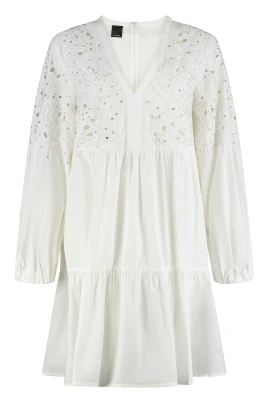 Bomull Mini-Klänning med Broderie Anglaise