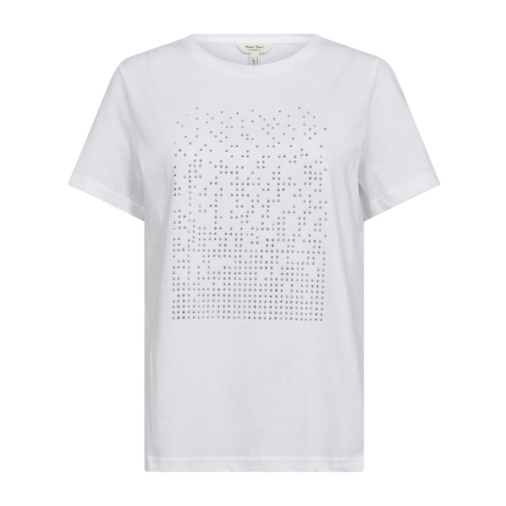 Part Two Witte en Zilveren T-shirt met Studs White Dames