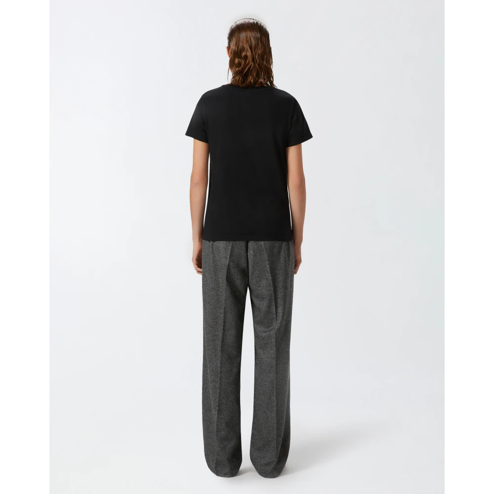 pinko Zwarte Love Birds Geborduurd T-shirt Black Dames