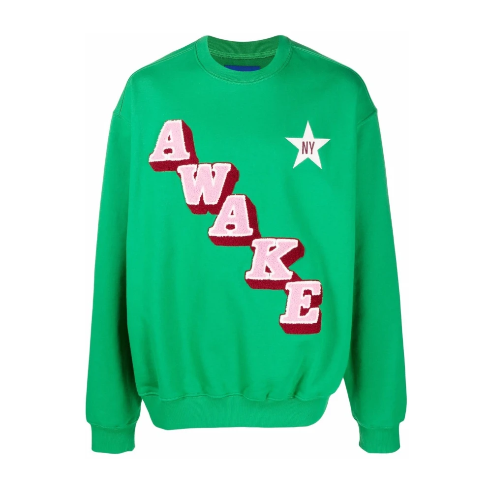 Awake Ny Men's Green Logo Crewneck Sweatshirt