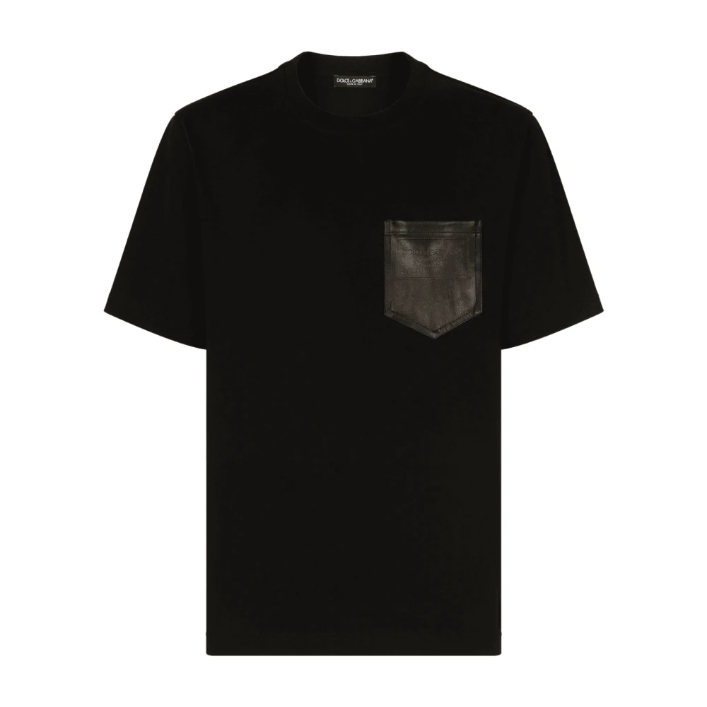Dolce & Gabbana Leren Zak T-shirt Black Heren
