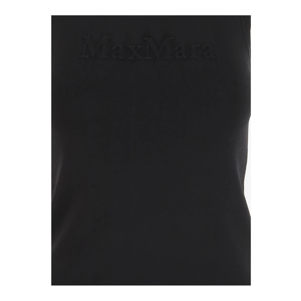 Max Mara Zwarte Viscose Crepe Slim Fit Top Black Dames