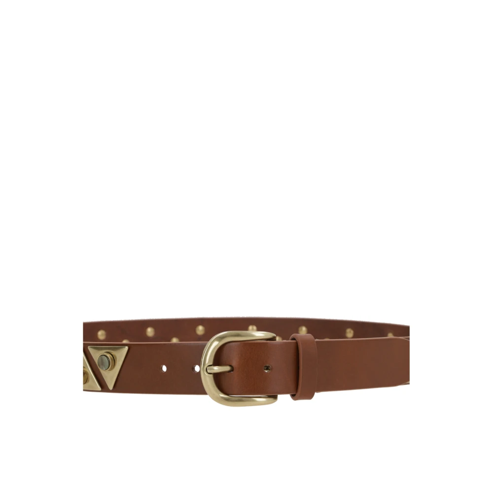 Isabel marant Khaki Bruin Leren Riem met Metalen Plaat Brown Dames