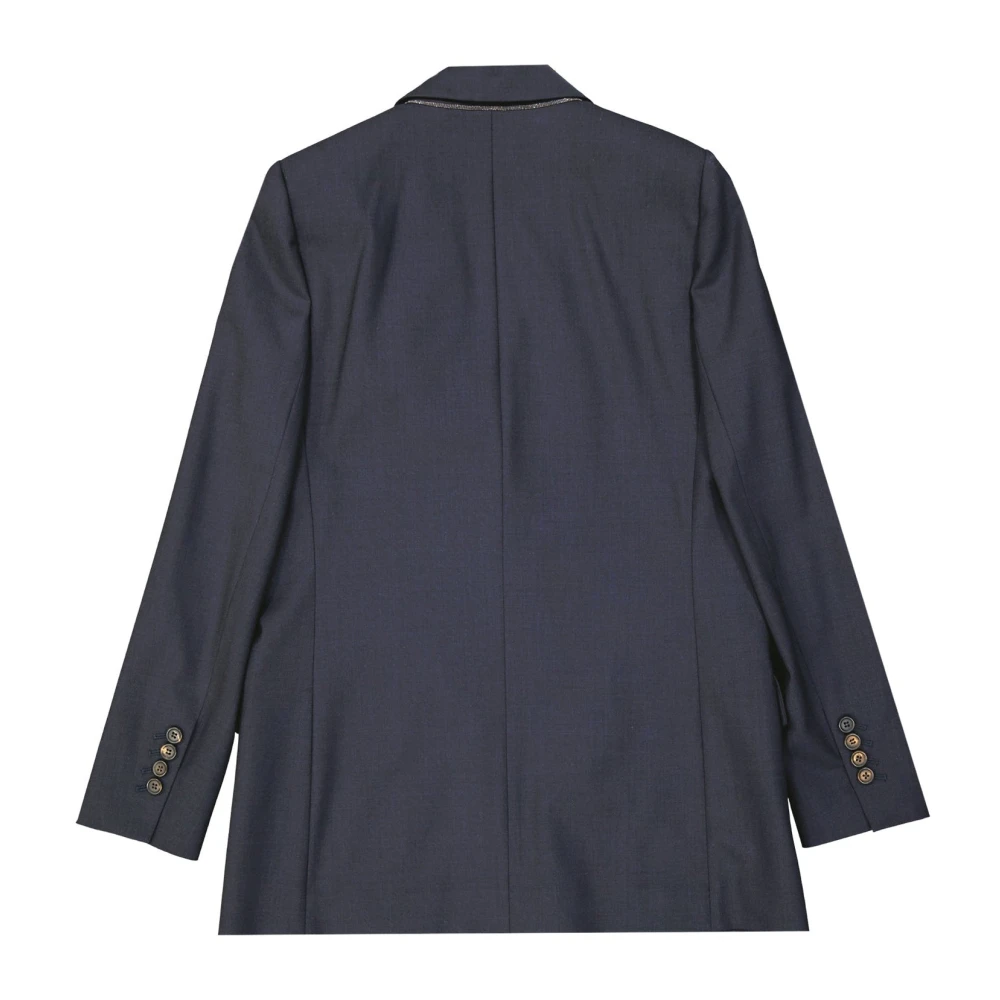 BRUNELLO CUCINELLI Jas van zuivere wol met drukknoop Blue Dames
