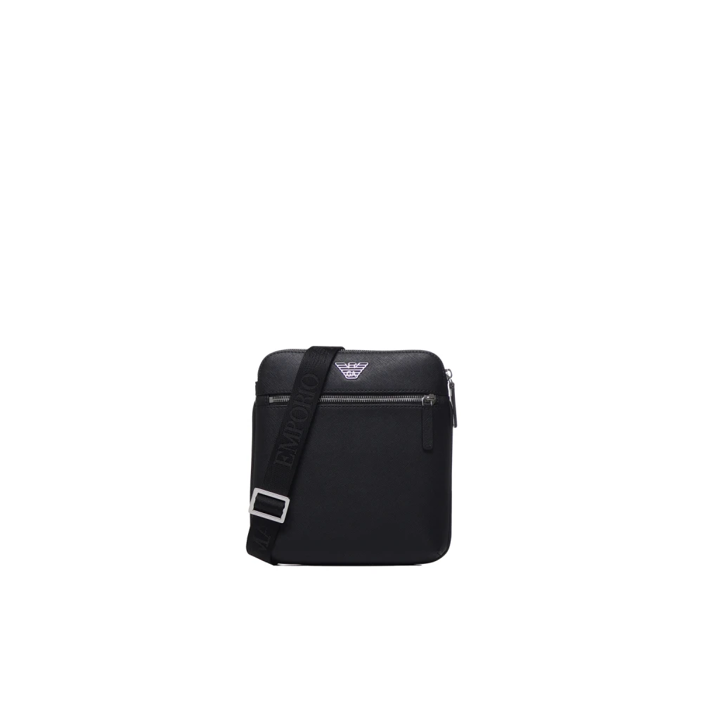 Emporio Armani Men's Black Cross Body Messenger, One Size, Messenger Bag
