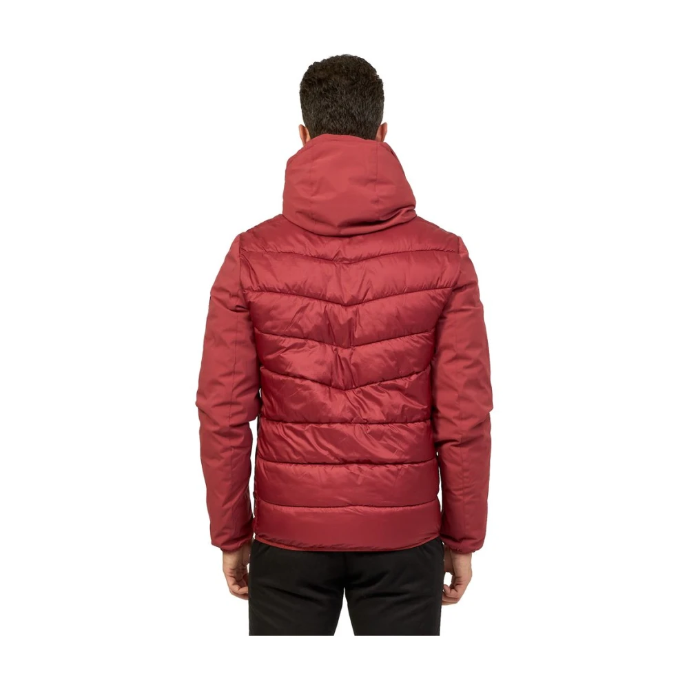 YES ZEE Rode gewatteerde nylonjas met capuchon Red Heren
