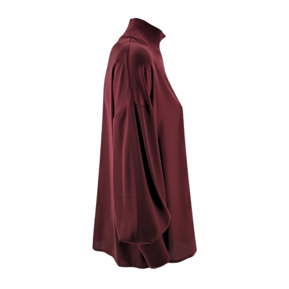 D.Exterior Bordeaux Satijnen Damesoverhemd Red Dames
