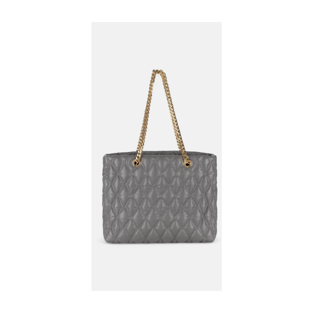 Elisabetta Franchi Shopper tas met kettinghandvat geëmbosseerd materiaal Gray Dames