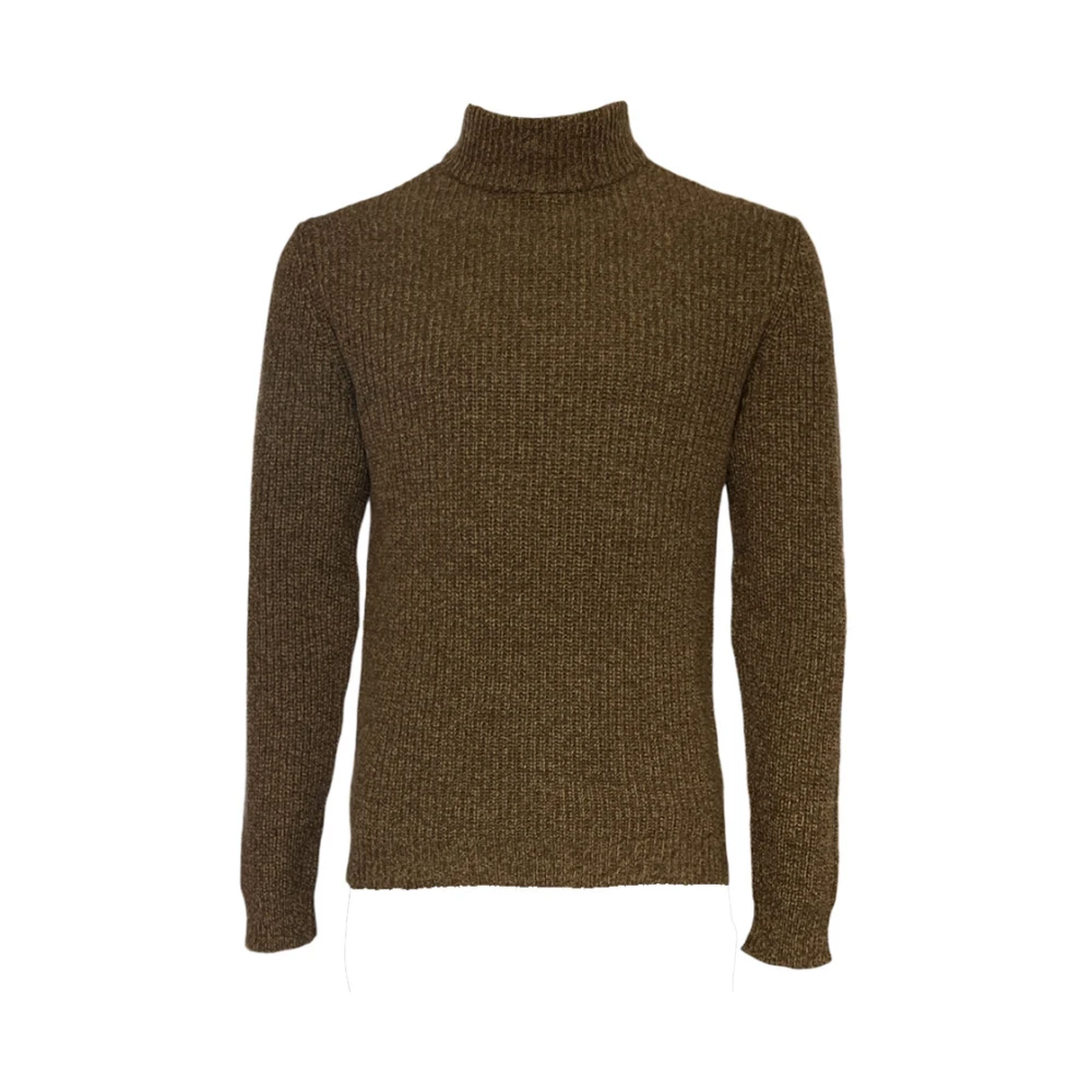 Daniele Fiesoli Brun Melange Mock Neck Sweater Brown, Herr