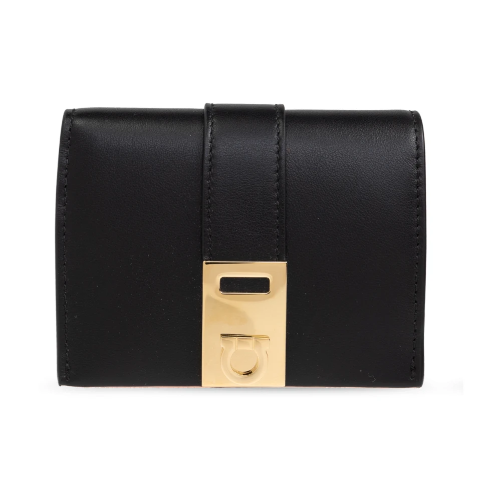 Salvatore Ferragamo Leren portemonnee met logo Black Dames