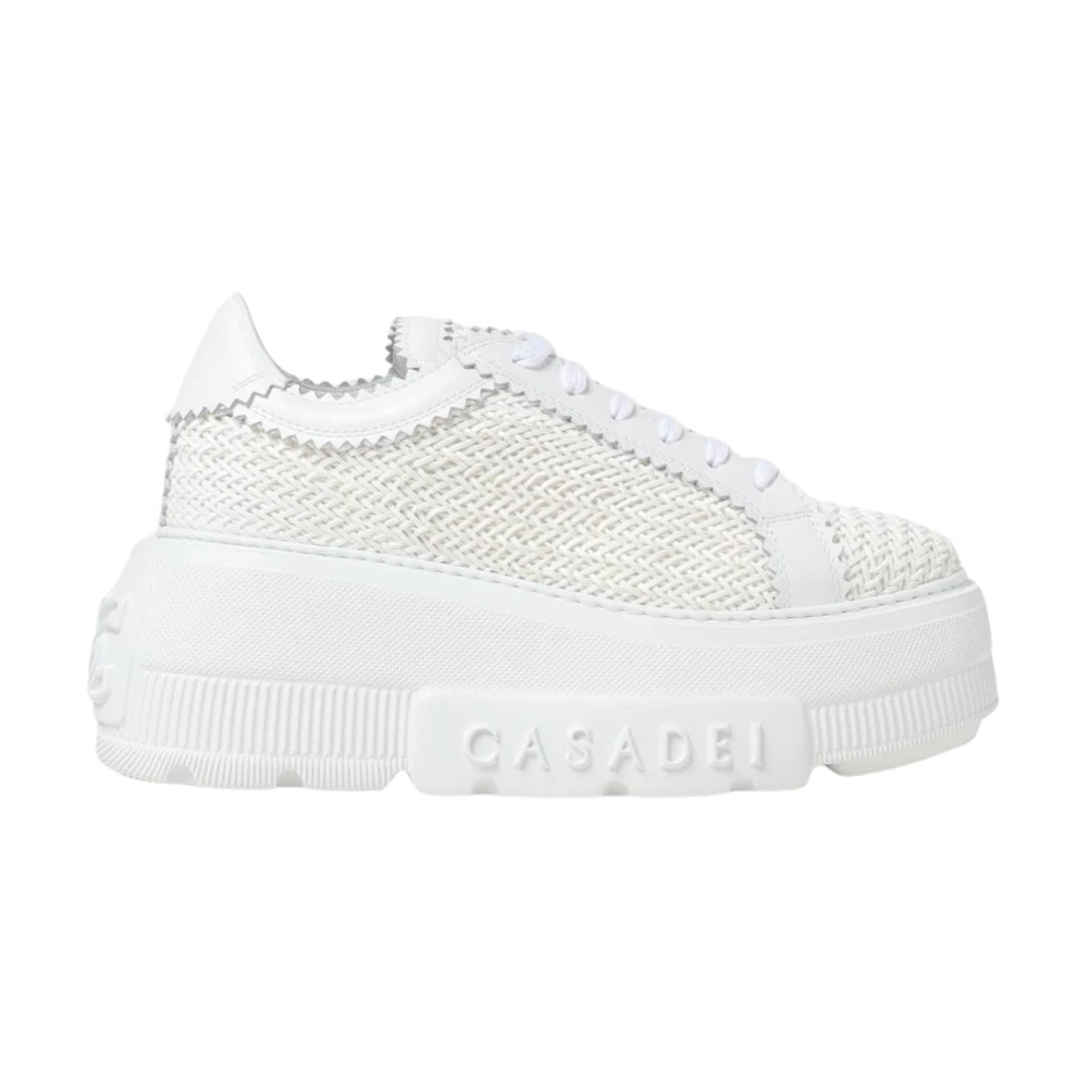 Casadei White Sneakers, Female, 7 Uk, Woven Platform Sneaker