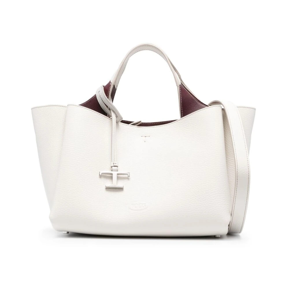 TOD'S Off-White Korrelig Leren Handtas White Dames
