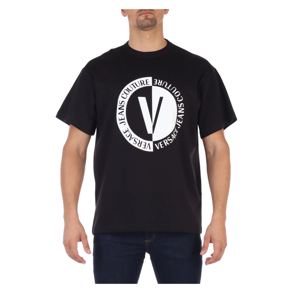 Versace Jeans Couture T-shirt met Logo Print Black Heren