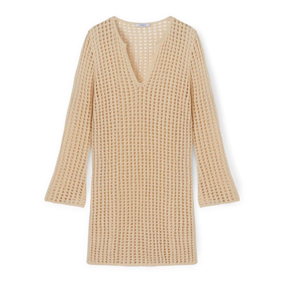 Motivi Gebreide tuniek met haakeffect Beige Dames