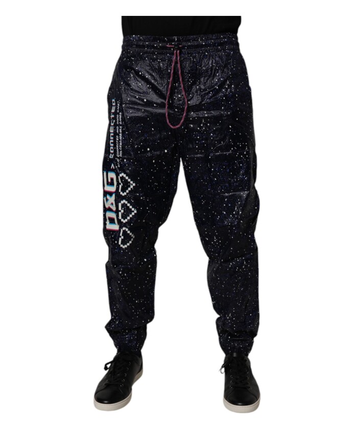 joggers-en-coton-bleu-fonce-a-imprime-jeu