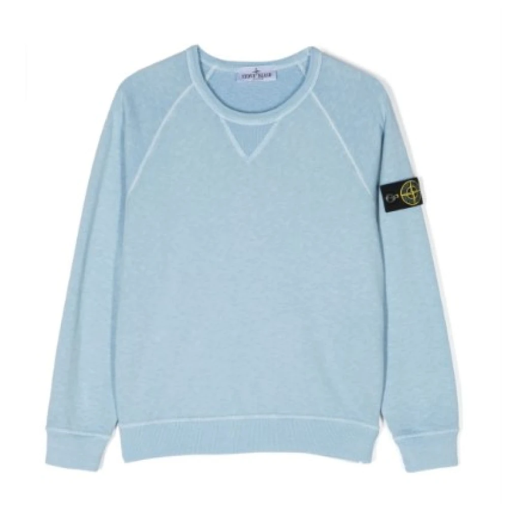 Stone Island Boys Blue Sweatshirts,, Crew Neck Sweatshirt With Logo Size 2 Y