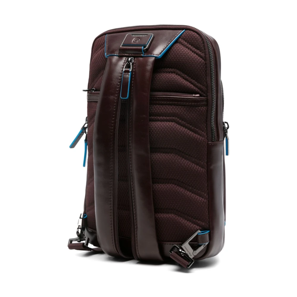 Piquadro Bruine leren rugzak met RFID-bescherming Brown Unisex