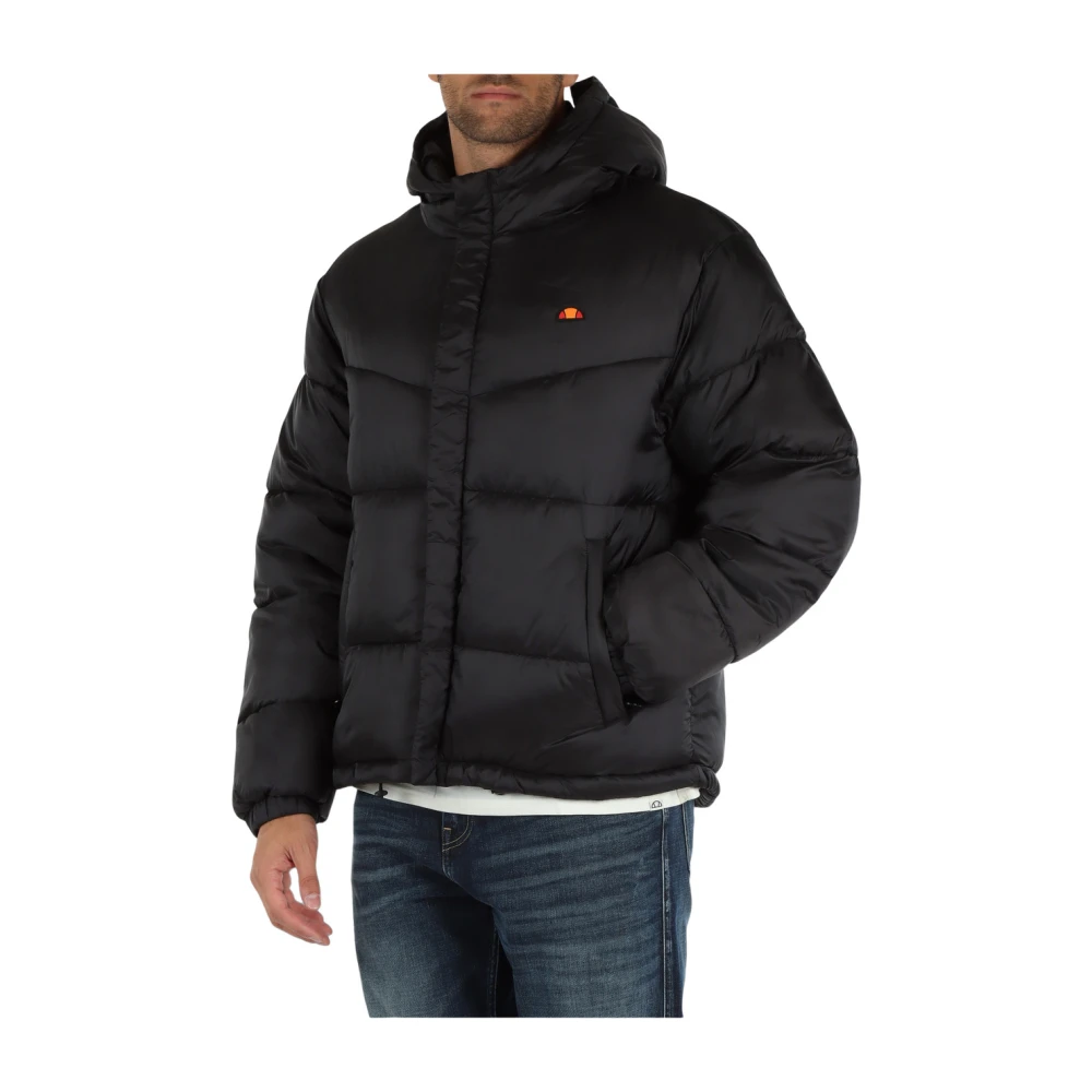 Ellesse Gewatteerd jack met voorlogo-patch Black Heren