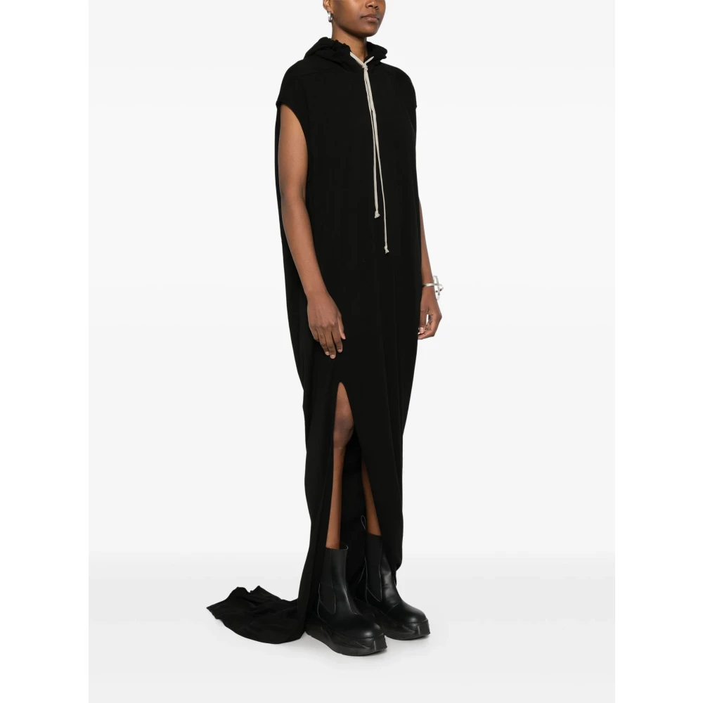 Rick Owens Jurk met capuchon en splitdetails Black Dames