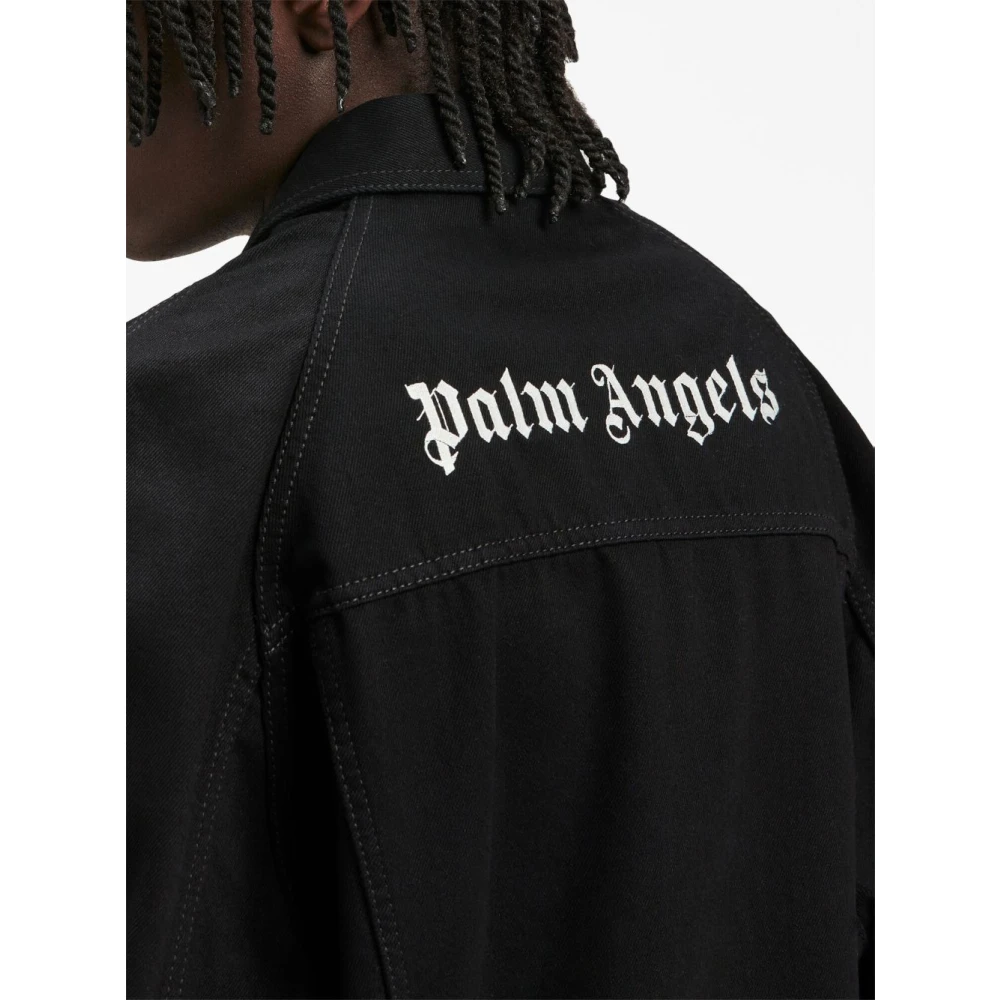 Palm Angels Zwarte Logo Jas Black Heren