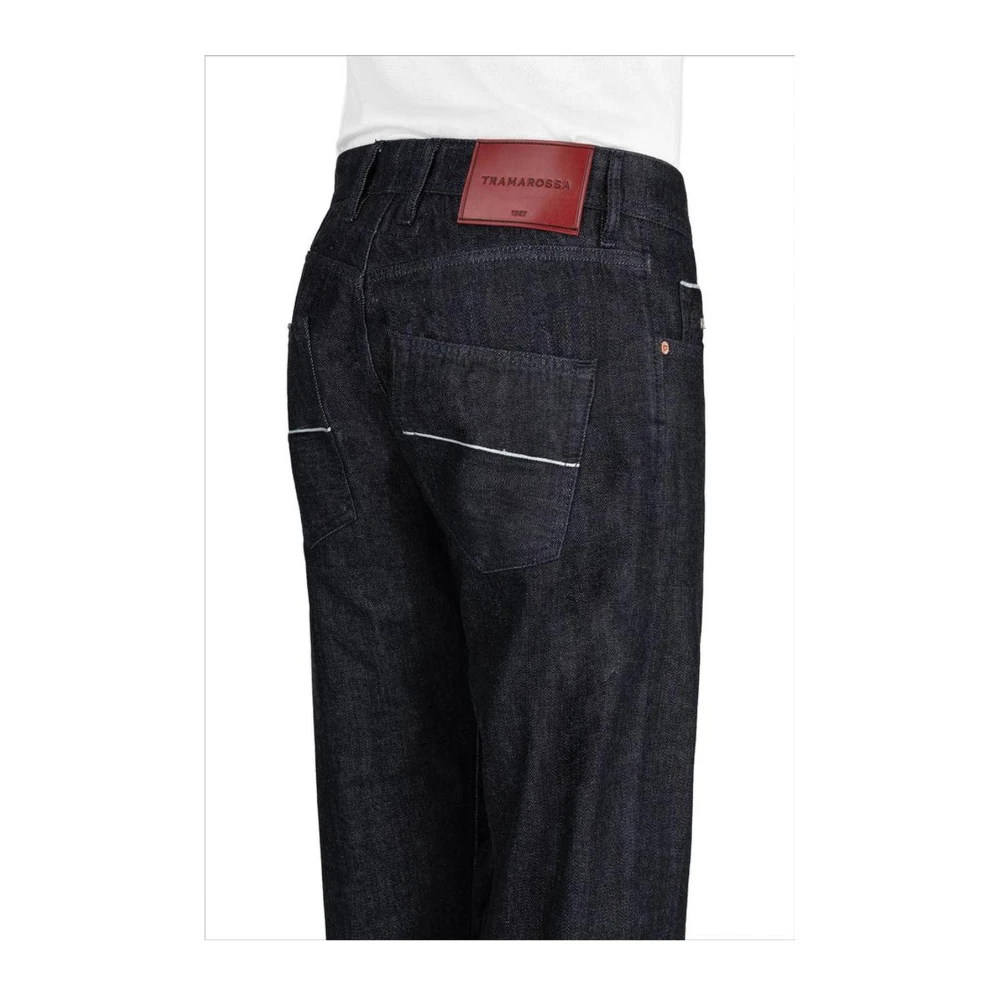 Tramarossa Donkerblauwe Katoenen Jeans met Verwijderbare Initialen Blue Heren