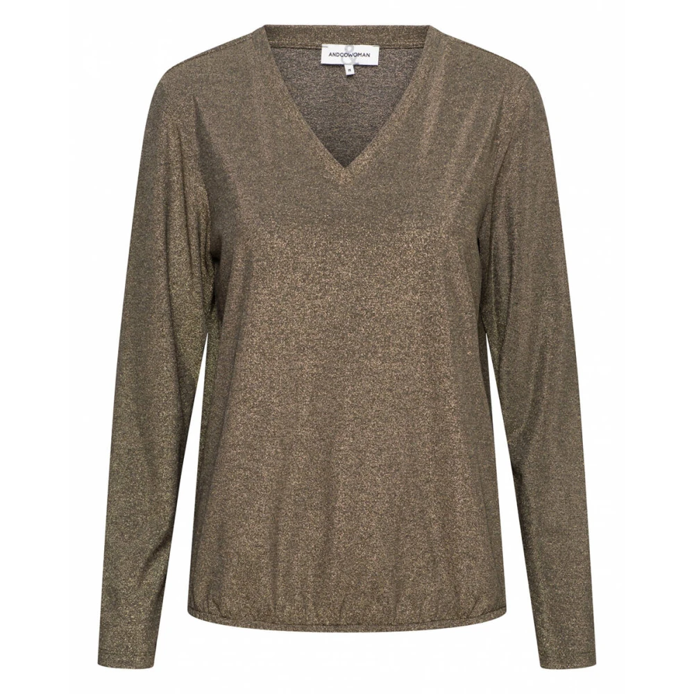 &Co Woman Lurex Longsleeve Top Vieve Yellow Dames