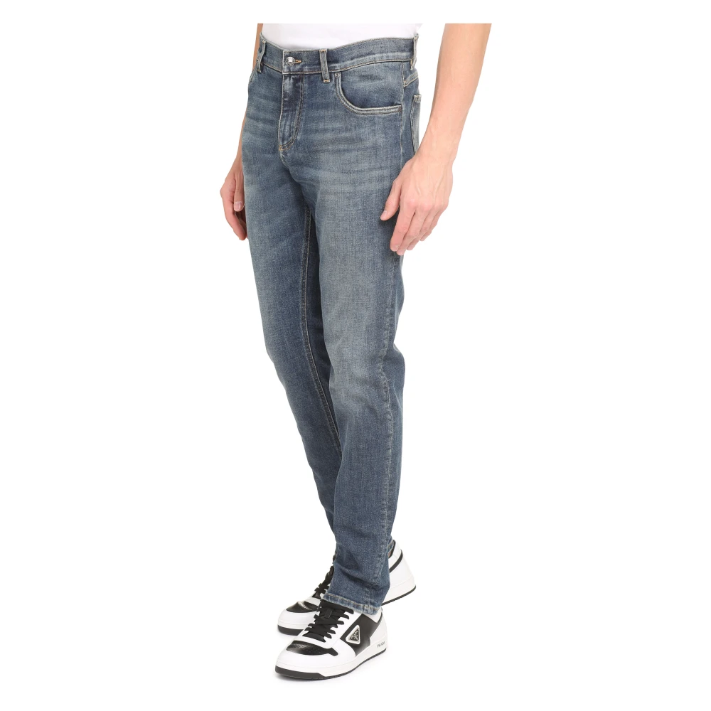 Dolce & Gabbana Slim Fit Jeans met Metalen Knopen Blue Heren