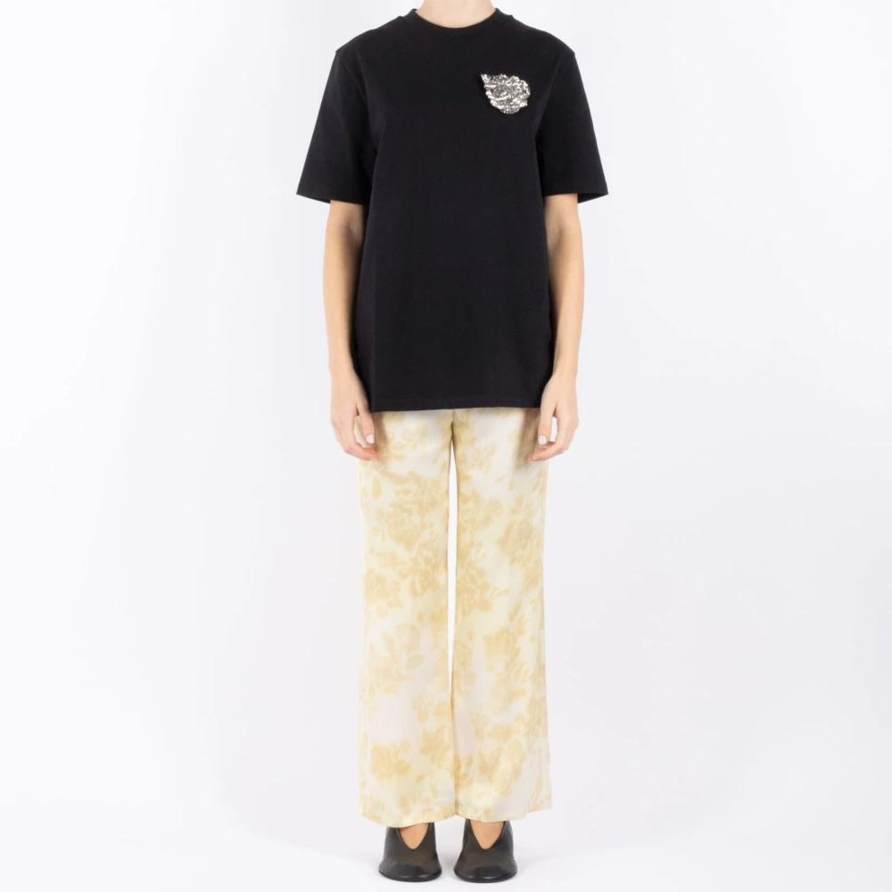 Jil Sander Zwart Katoenen T-Shirt Black Dames
