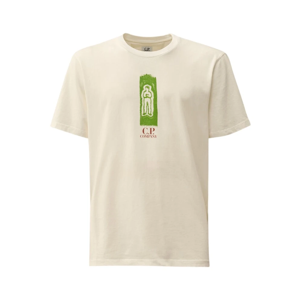 C.p. Company Men's White Logo Jersey T-Shirt - T-Shirts - M - Tops