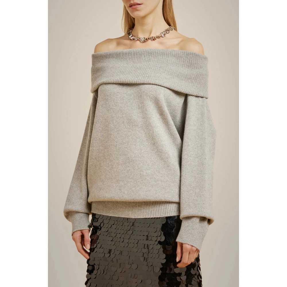 Liviana Conti Kasjmiertrui met Off-Shoulder Design Gray Dames