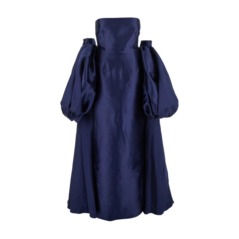 Solace London Blauwe Lange Jurk met Cape-inzet Blue Dames