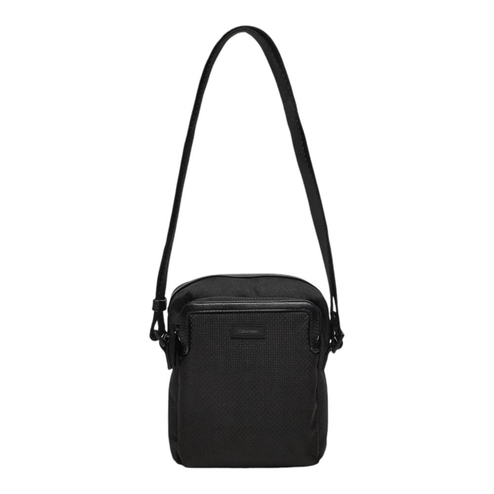 Calvin Klein Zwarte Schouder Tas met Ritszakken Black Heren