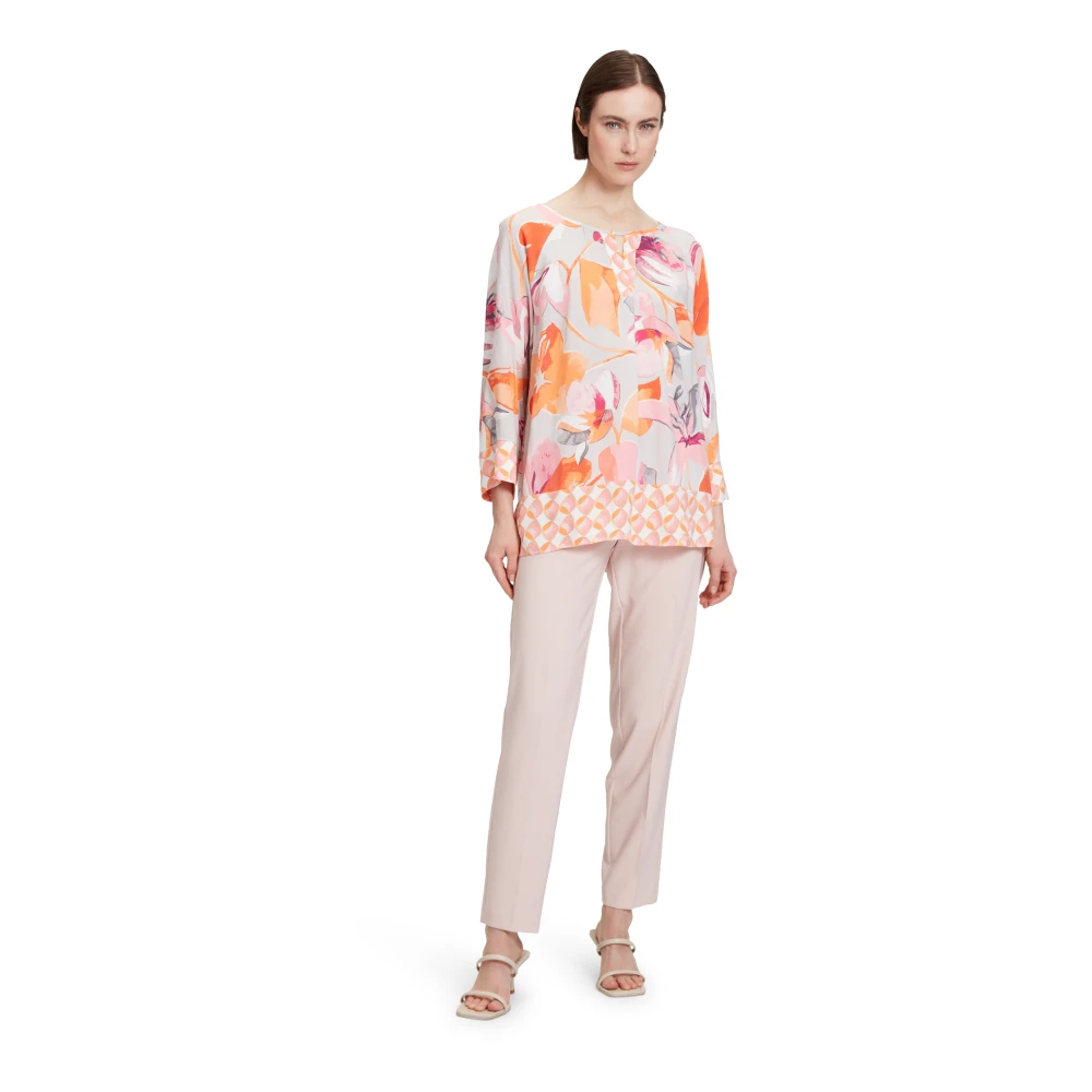 Betty Barclay Gestippelde slipblouse met gerimpelde V-hals Multicolor Dames