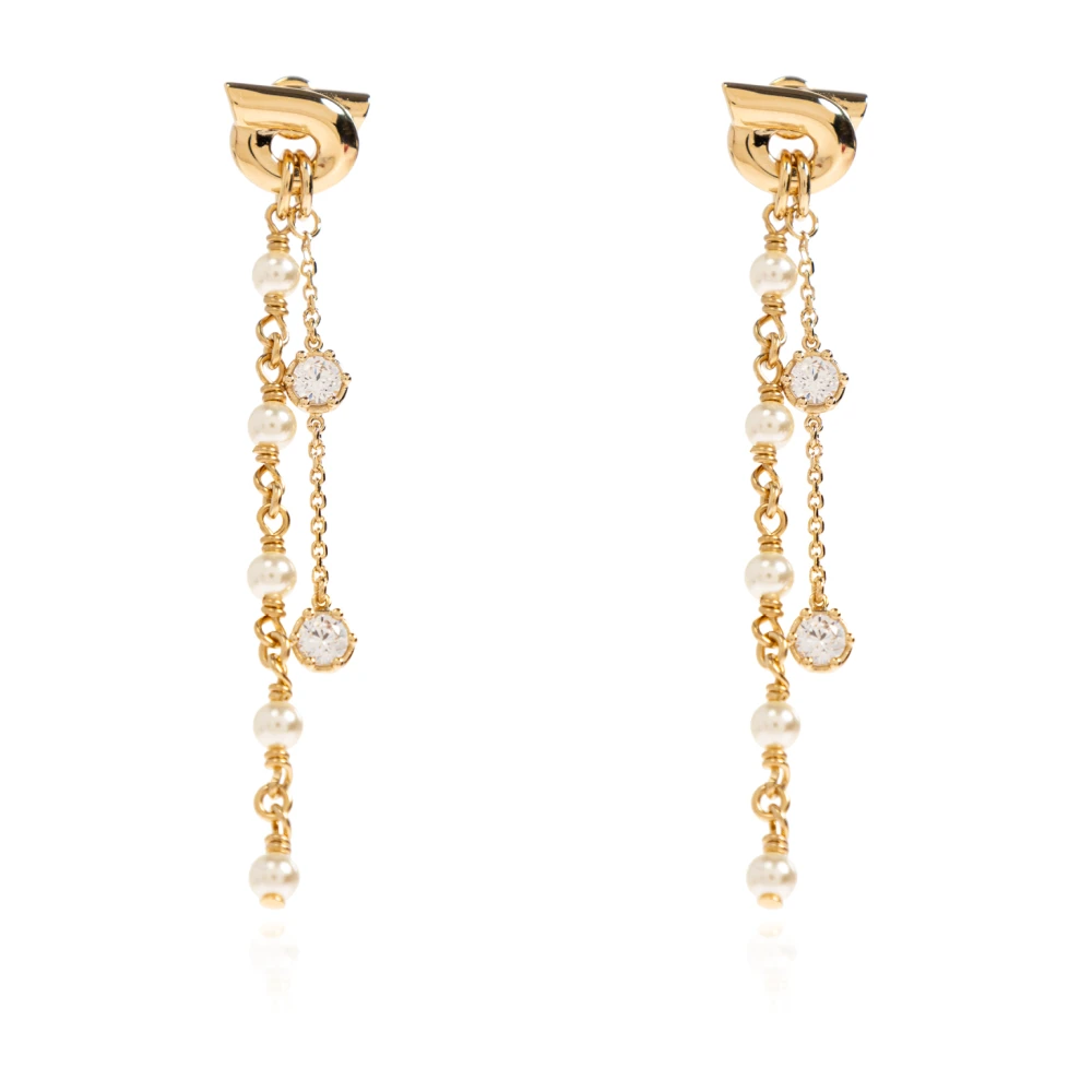Ferragamo Donna Giallo Long Pearl Earrings