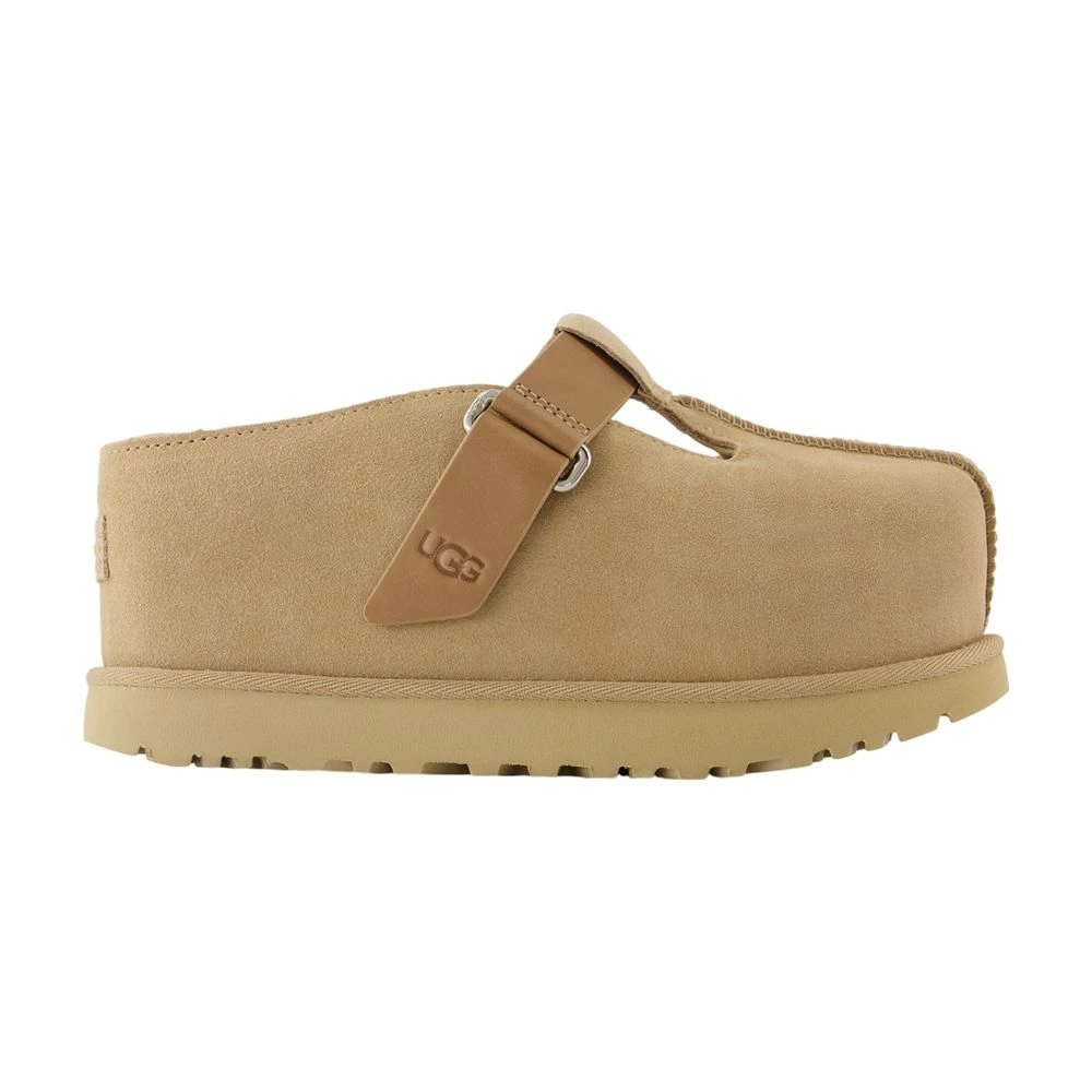 Ugg Beige Clogs, Female, 6 Uk, Goldenstar Hi Clog Mules - Leather