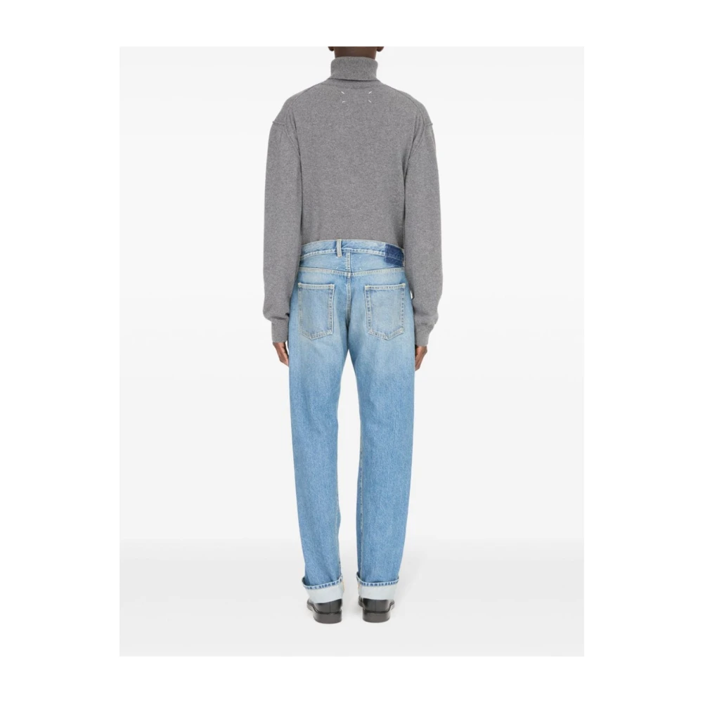 Maison Margiela Blauwe Denim Broek met Handtekening Logo Blue Heren