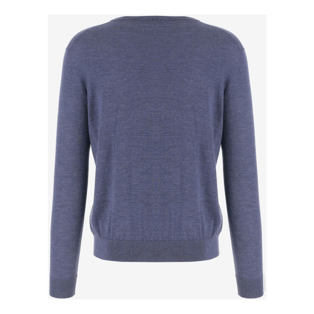 Malo Blauwe Wol V-Hals Sweater Blue Heren