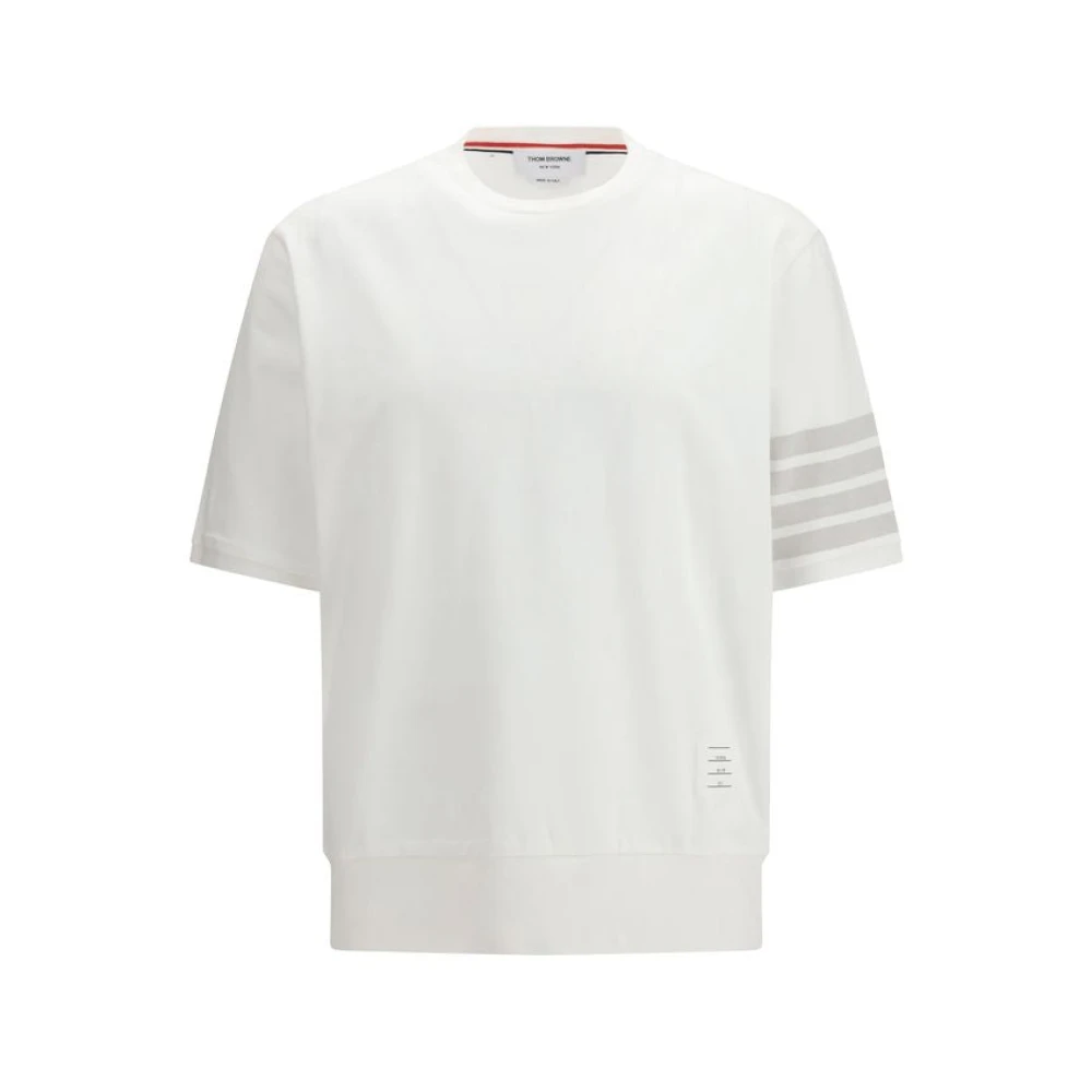 Thom Browne Men's White T-Shirts, Xl, 4-Bar Cotton Jersey T-Shirt