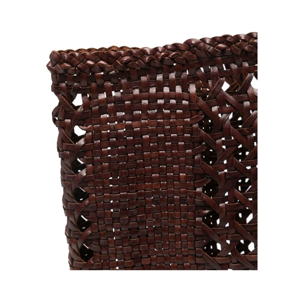 Dragon Diffusion Leren Tote Tas met Gevlochten Ontwerp Brown Dames
