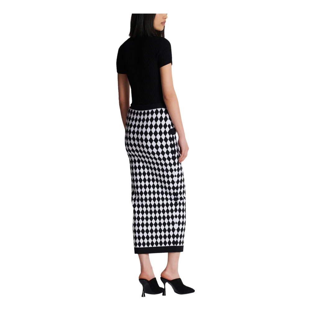Balmain Diamant jacquard midi rok Black Dames