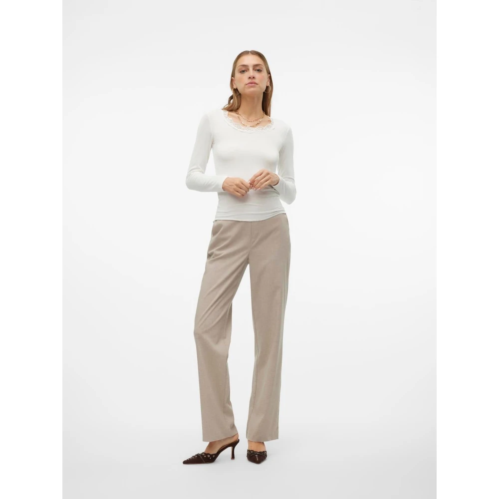 Vero Moda Tijdloze Straight Tailor Pant Beige Dames