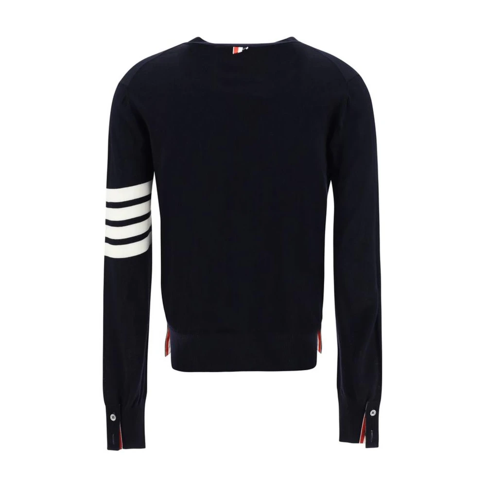 Thom Browne Geribbelde V-hals wollen vest Blue Dames